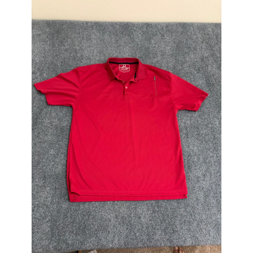 SCOTTeVEST Mens TEC Performance Polo Shirt Red Short Sleeve Large Pocket